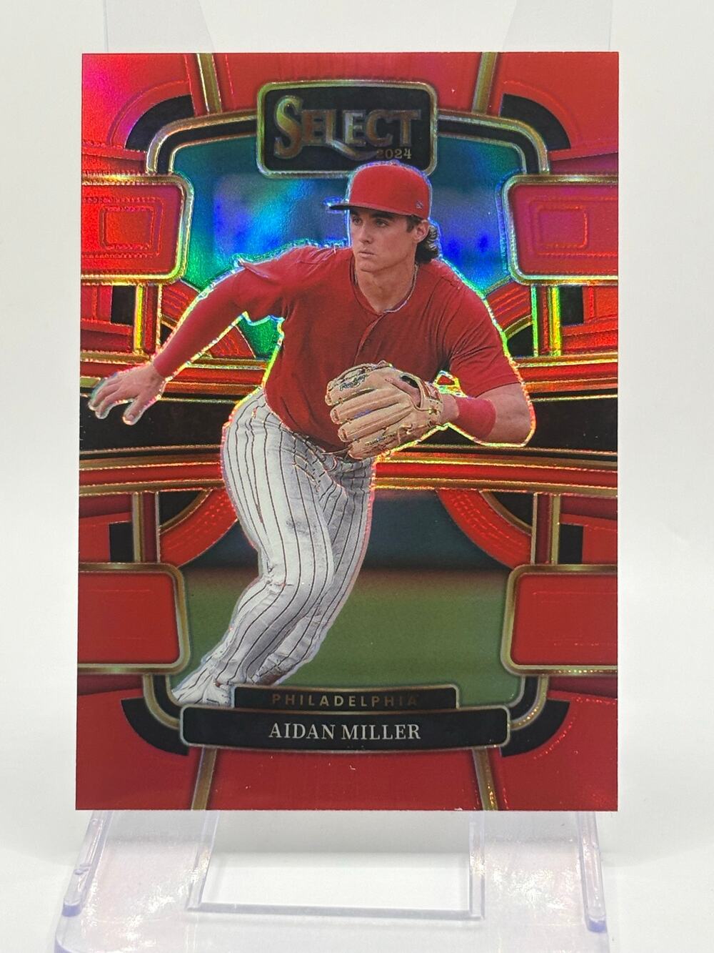 2024 Panini Select Aidan Miller Red Refractor 129/149 SP Phillies Color Match